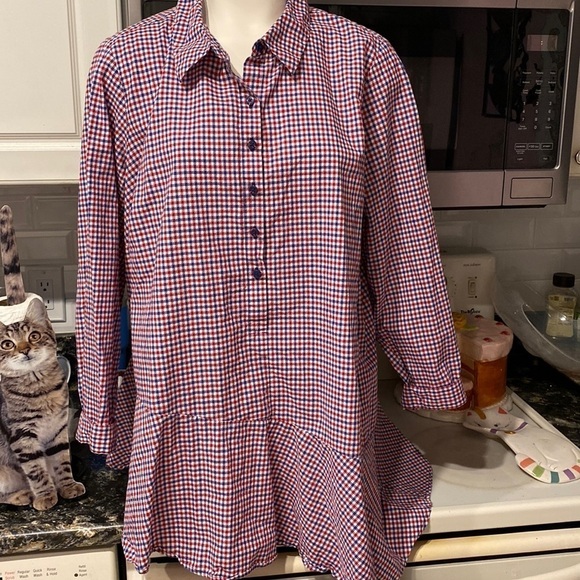 C womens Joan Rivers casual 3/4 sleeve checkered plus size top 18W.  EUC - Picture 1 of 3